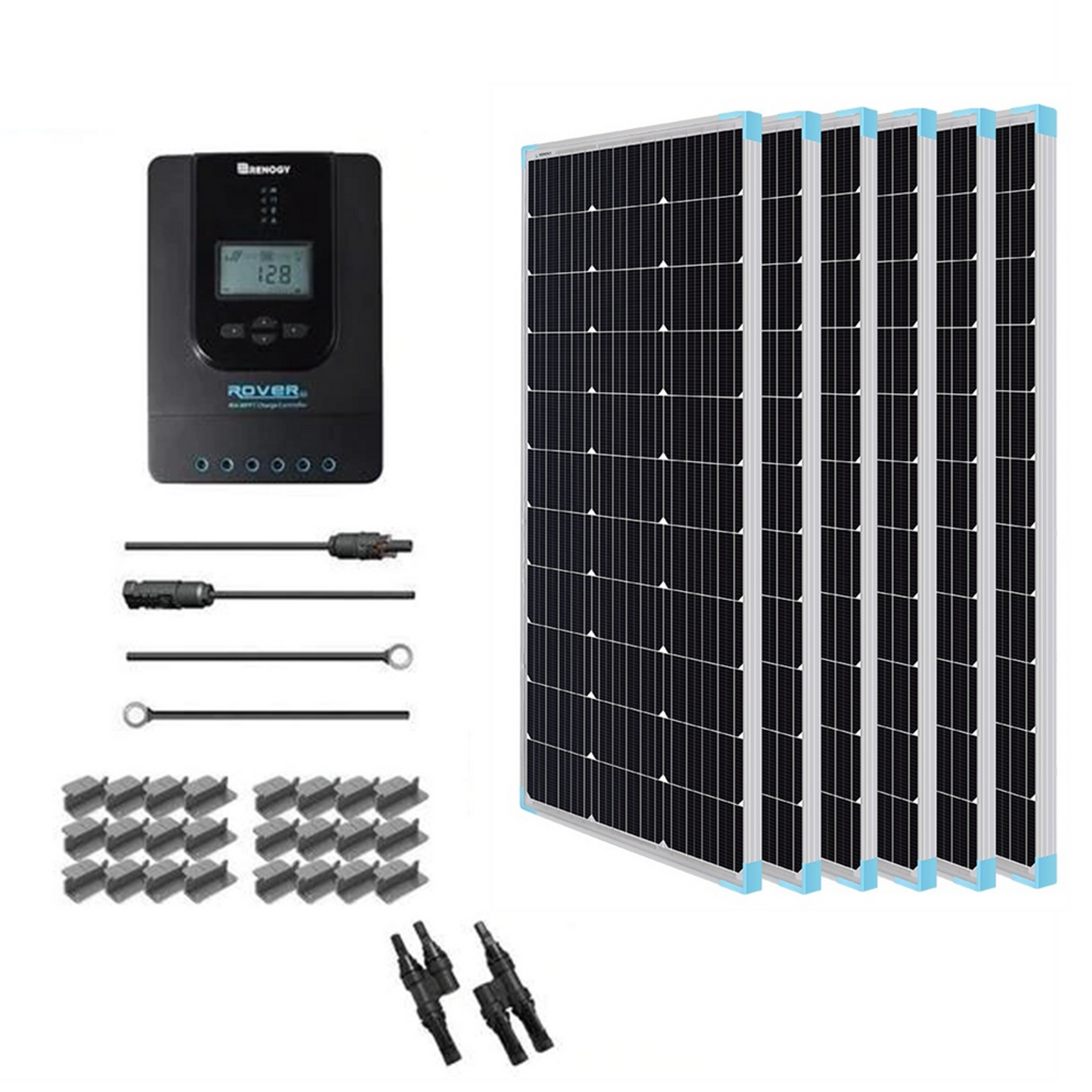 600 Watt 12 or 24 Volt Monocrystalline Solar Kit with Rover MPPT Charge Controller